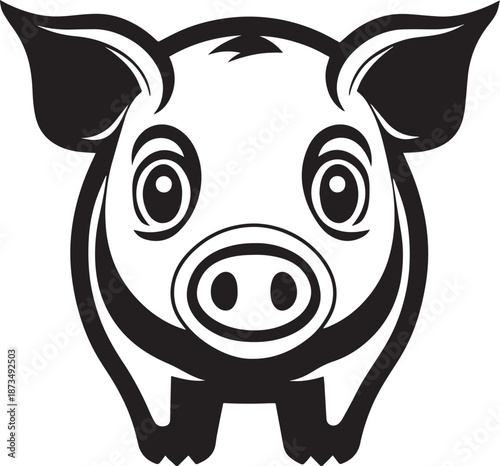 Front Facing Cartoon Pig Illustration