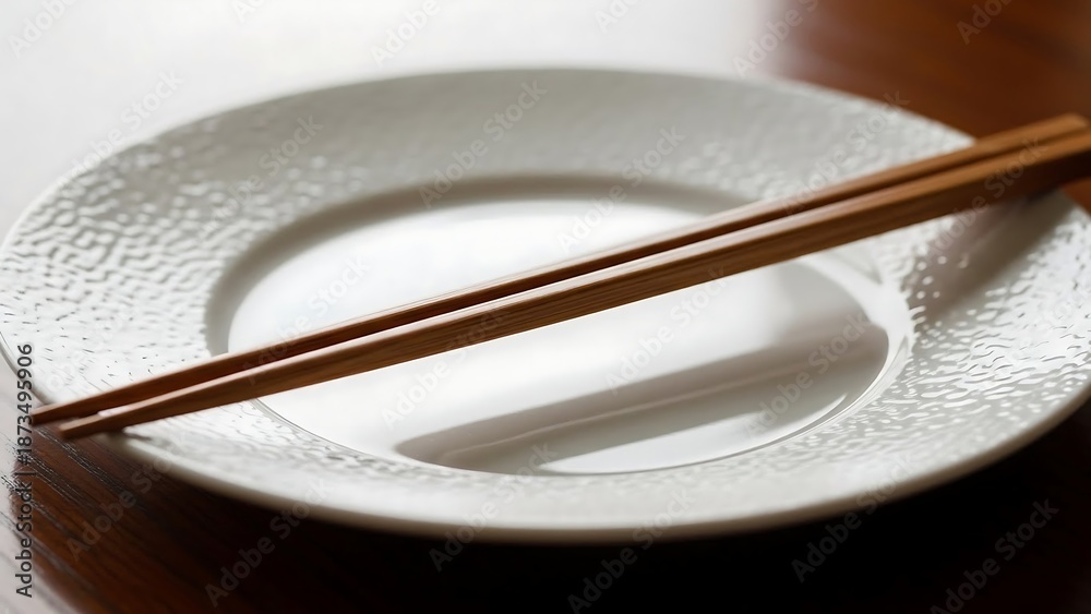 custom made wallpaper toronto digitalEmpty plate with chopsticks on table.