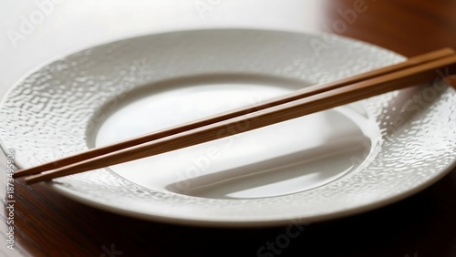 Wallpaper Mural Empty plate with chopsticks on table. Torontodigital.ca