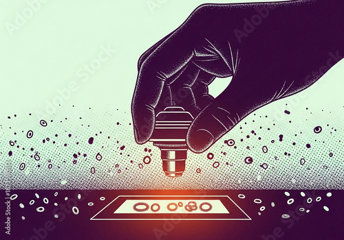 Scientific Research Hand Placing Microscope Objective Lens on Slide