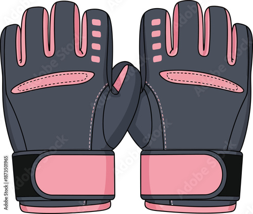 Fitness gym gloves tool icon illustration for workout and exercise routine vector graphic