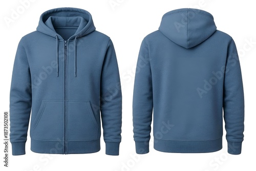 Blue jumper jacket mockup, white isolated background