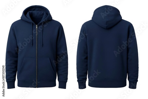 Navy jumper jacket mockup, white isolated background