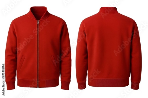 Red jacket mockup, white isolated background