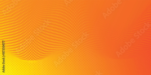Vibrant Orange Abstract Background With Yellow Dots And Fluid Wave Pattern For Modern Design Projects