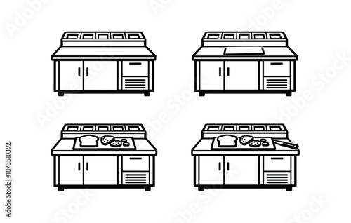 Four-step sandwich making on kitchen counter