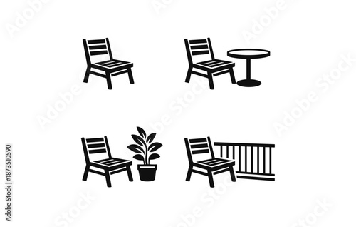 Minimalist balcony furniture set with chairs and table