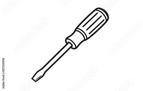 Black and white illustration of a flathead screwdriver