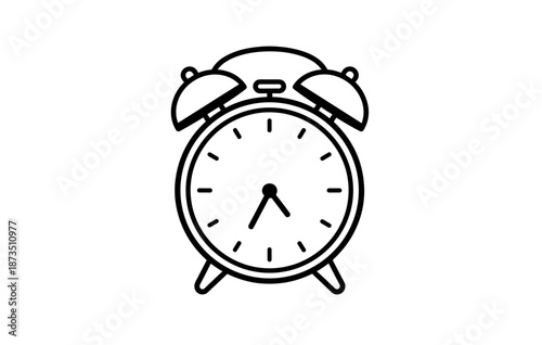 Classic analog alarm clock illustration on white background