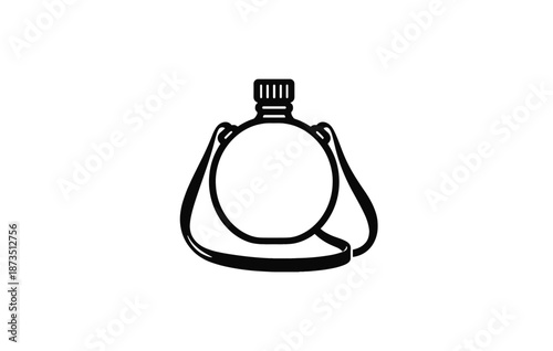 Minimalist canteen icon with shoulder strap for camping and outdoor adventures