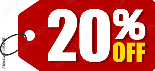 20％オフのセールを表すディスカウントラベル　20 Percent Off Discount Label – Special Offer Sale Tag
