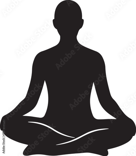 Silhouette of a person meditating in lotus position calmly