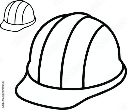 helmet worker protection hard hat silhouette vector set