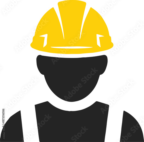 construction worker icon helmet overalls labor sign vector