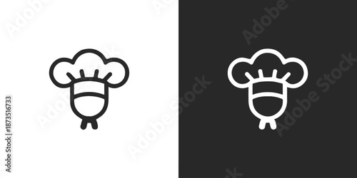 chef silhouette badge for restaurant branding chef hat mustache icon
