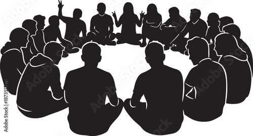 Diverse group of people sitting in a circle together
