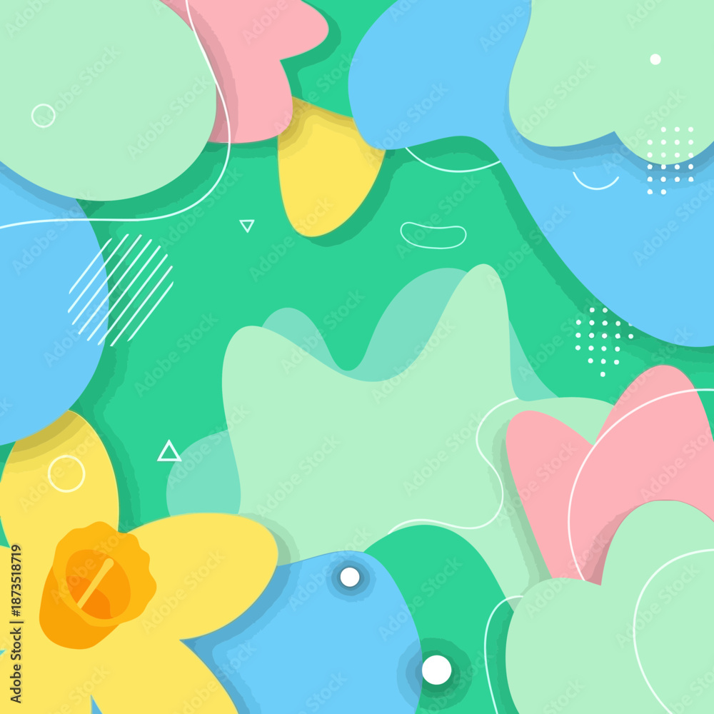 Fototapeta premium Abstract organic shapes, pastel colors, geometric elements, modern background design
