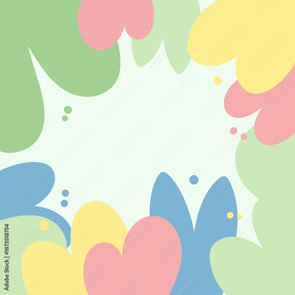 Obraz premium Abstract Pastel Shapes Heart Border