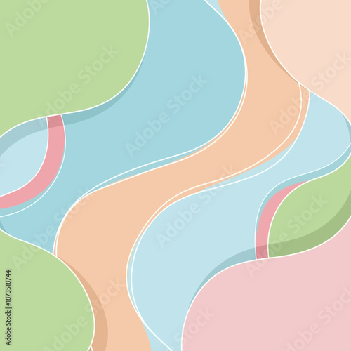 Abstract pastel organic shapes with soft shadows