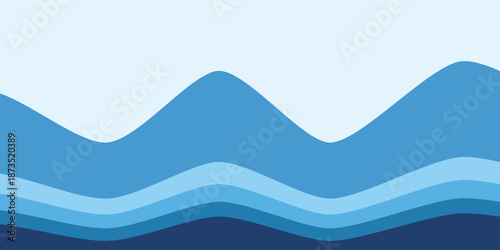 Blue water wave line deep sea pattern background banner vector illustration.
