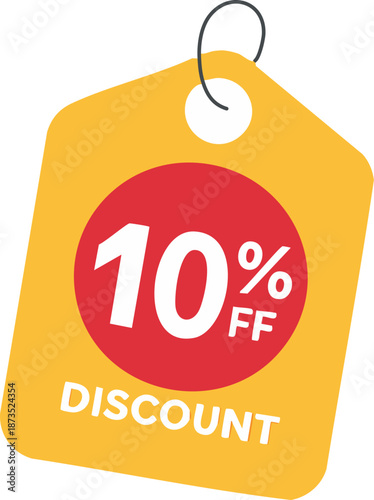 Discount Tag: A bold discount tag showcases a tempting 10% off promotion, offering a great deal for shoppers.