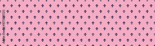 Elegant pink background adorned with a repeating pattern of dark fleurdelis motifs.  This subtle yet sophisticated design evokes feelings of royalty, tradition, and classic style.