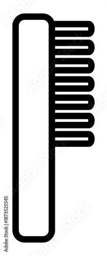 Simple black and white comb icon symbolizing grooming and hair care. A versatile minimalist line art graphic perfect for beauty logos, salon websites, and personal hygiene illustrations.