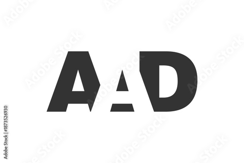 AAD logo design. Initial letter A A D bold font style for tech startups, consulting, corporate branding. Creative company name, headlines typography identity, trendy logotype.