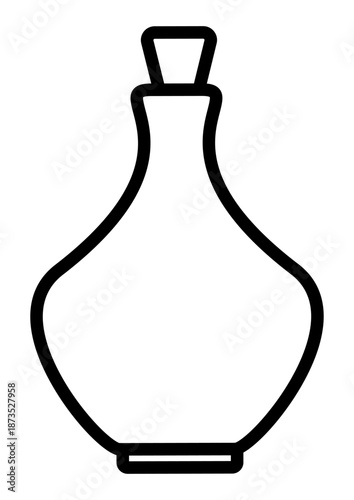 Elegant outline of a vintage glass bottle or decanter with a stopper. This versatile vector graphic is perfect for chemistry, alchemy, or home decor concepts in various digital designs.