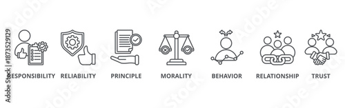 Business ethics banner web icon vector illustration concept