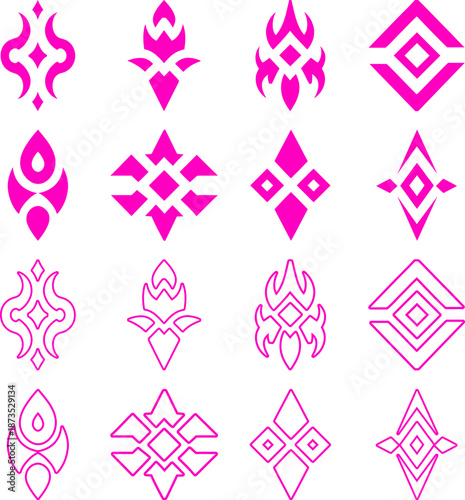 Mystical ornamental icon collection with elegant symmetrical designs