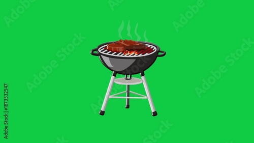 2D Animated Barbecue Grill Icon for Australian Lifestyle Theme