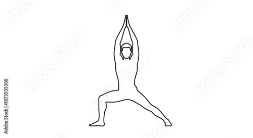 Woman in Warrior Yoga Pose Outlined.