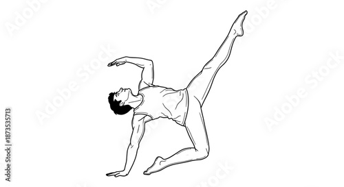 Woman Executing Modern Dance Move Illustration.