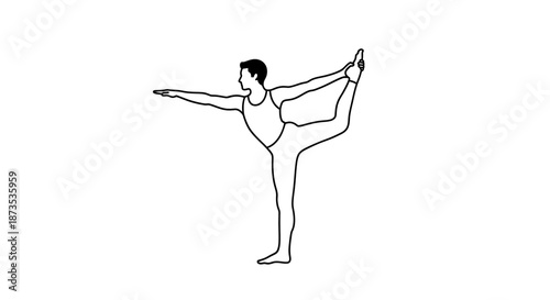 Ballerina Dancing on One Leg Outstretched.