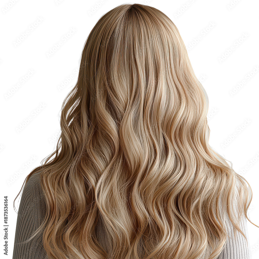 Naklejka premium Blonde wavy hair back isolated on transparent background, png
