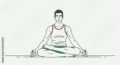 Man Sitting in Lotus Position Meditation.