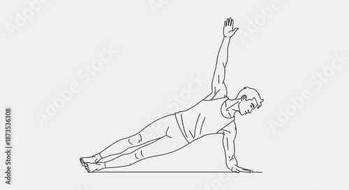 Woman Doing Side Plank Exercise Illustration.