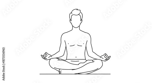 Man Meditating in Lotus Position Illustration.