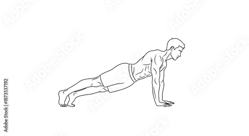 Young man doing push up exercise.