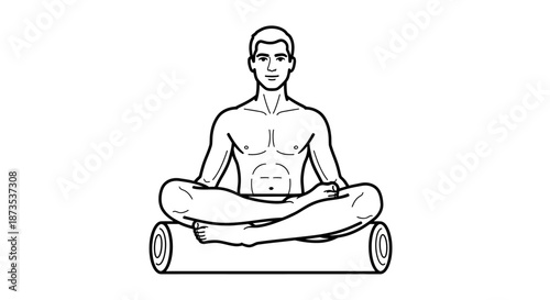 Man Meditating in Lotus Position Illustration.