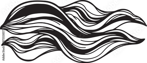 Black and white wavy lines abstract art design element
