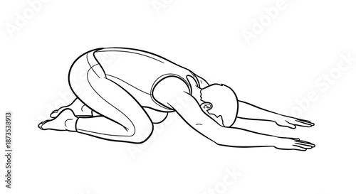 Woman Practicing Page Childs Pose Page Yoga.