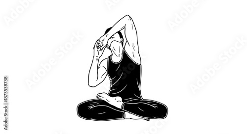 Woman Practicing Yoga Meditation Pose Illustration.