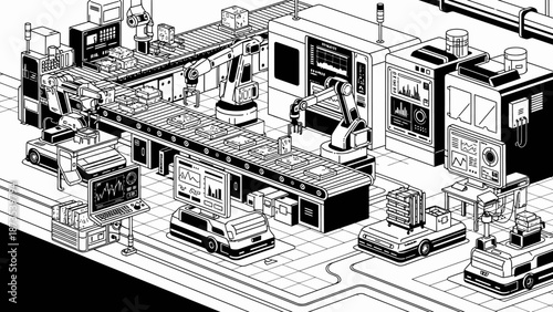 Industrial Facility with Machinery and Vehicles in Operation from an Aerial Viewpoint