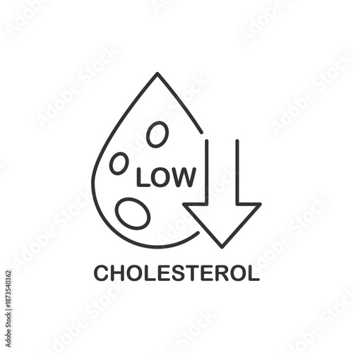 Low cholesterol icon. Symptoms of Metabolic Syndrome. Low HDL-Cholesterol. heart care cardiology sign. outline style. Editable stroke Vector illustration. Design on white background.