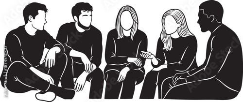 Diverse group of people sitting in a circle together