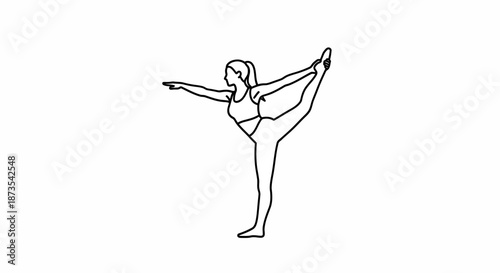 Woman Dancing in Elegant Line Art Pose.