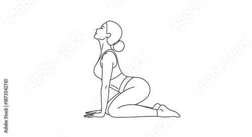 Woman Practicing Yoga in Cat Pose.