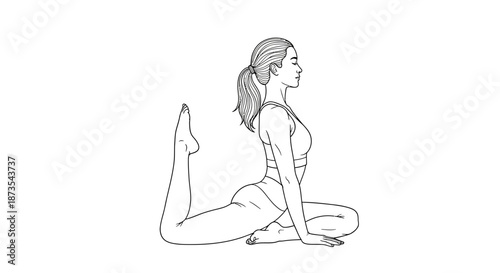 Woman Practicing Yoga Pose Illustration.